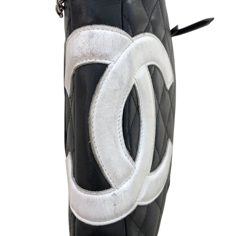 シャネル CHANEL カンボンショルダーバッグミディアム A25178 ブラック・シルバー金具 ラム レディース ショルダーバッグ