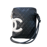 シャネル CHANEL カンボンショルダーバッグミディアム A25178 ブラック・シルバー金具 ラム レディース ショルダーバッグ