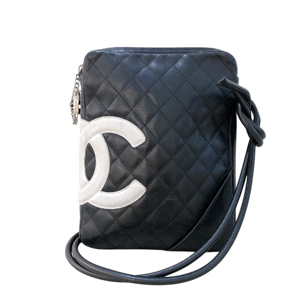 シャネル CHANEL カンボンショルダーバッグミディアム A25178 ブラック・シルバー金具 ラム レディース ショルダーバッグ