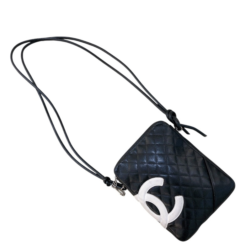 シャネル CHANEL カンボンショルダーバッグミディアム A25178 ブラック・シルバー金具 ラム レディース ショルダーバッグ