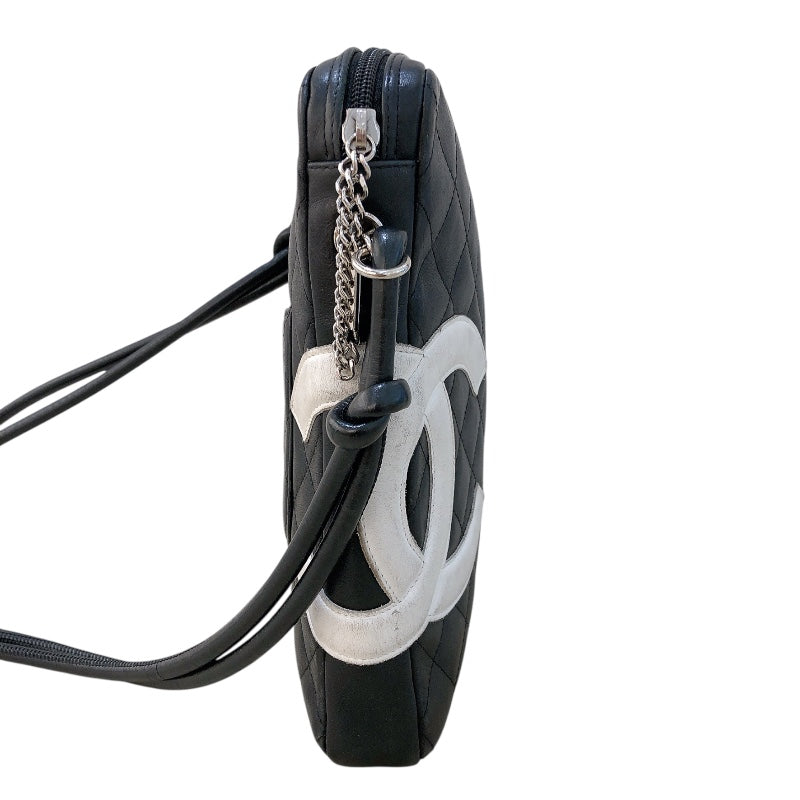 シャネル CHANEL カンボンショルダーバッグミディアム A25178 ブラック・シルバー金具 ラム レディース ショルダーバッグ