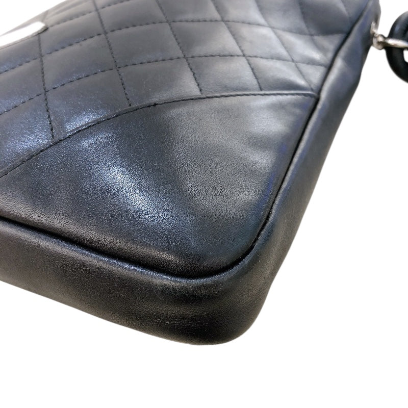 シャネル CHANEL カンボンショルダーバッグミディアム A25178 ブラック・シルバー金具 ラム レディース ショルダーバッグ