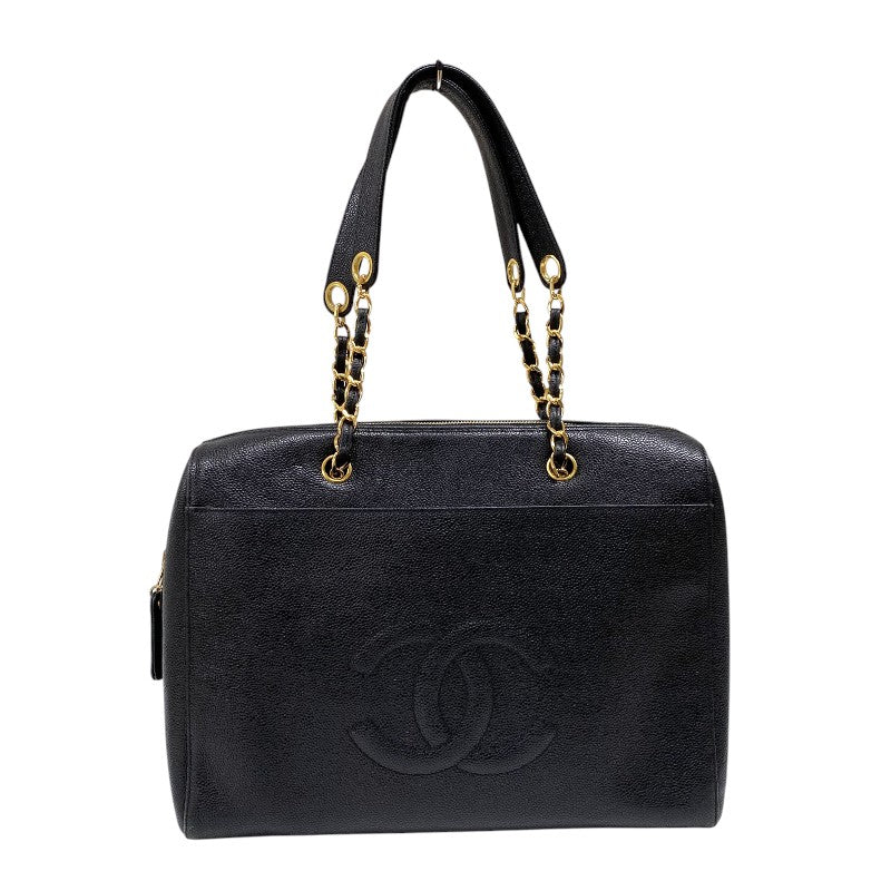 シャネル CHANEL ココマーク チェーントートバッグ A01804 5番台 ブラック ゴールド金具 キャビアスキン レディース ショルダーバッグ