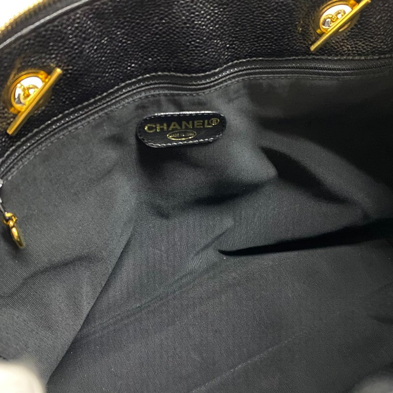 シャネル CHANEL ココマーク チェーントートバッグ A01804 5番台 ブラック ゴールド金具 キャビアスキン レディース ショルダーバッグ