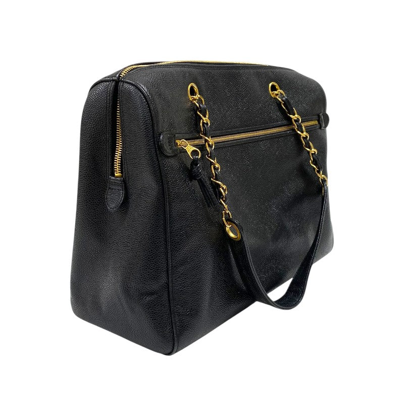 シャネル CHANEL ココマーク チェーントートバッグ A01804 5番台 ブラック ゴールド金具 キャビアスキン レディース ショルダーバッグ