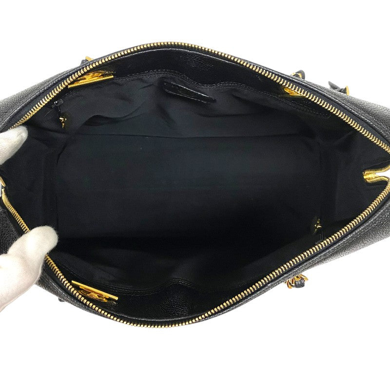 シャネル CHANEL ココマーク チェーントートバッグ A01804 5番台 ブラック ゴールド金具 キャビアスキン レディース ショルダーバッグ