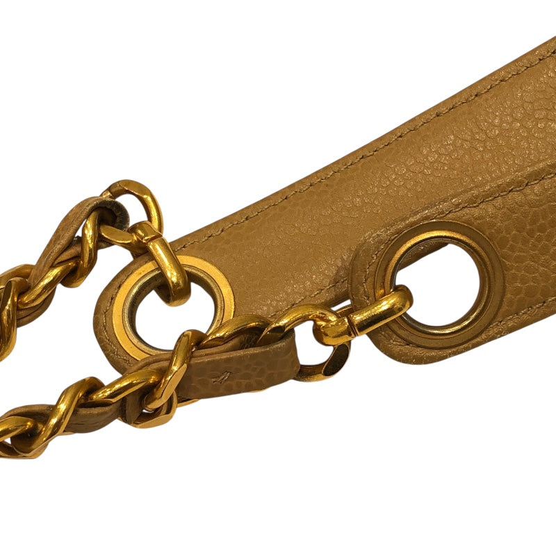 シャネル CHANEL ターンロックチェーントートバッグ ベージュ キャビアスキン レディース トートバッグ