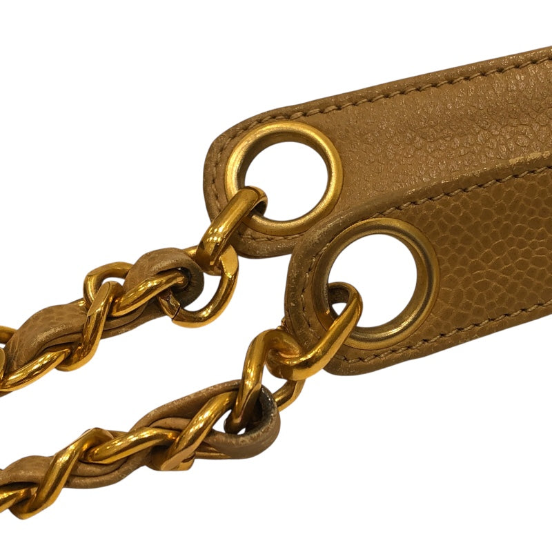 シャネル CHANEL ターンロックチェーントートバッグ ベージュ キャビアスキン レディース トートバッグ