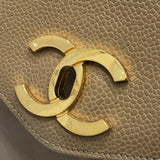 シャネル CHANEL ターンロックチェーントートバッグ ベージュ キャビアスキン レディース トートバッグ