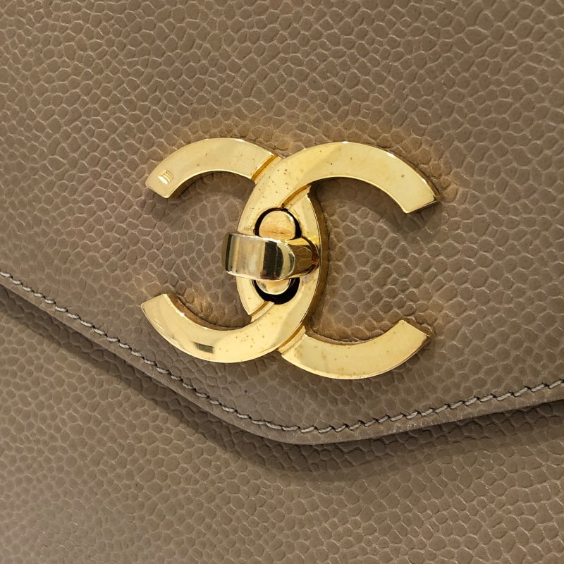シャネル CHANEL ターンロックチェーントートバッグ ベージュ キャビアスキン レディース トートバッグ