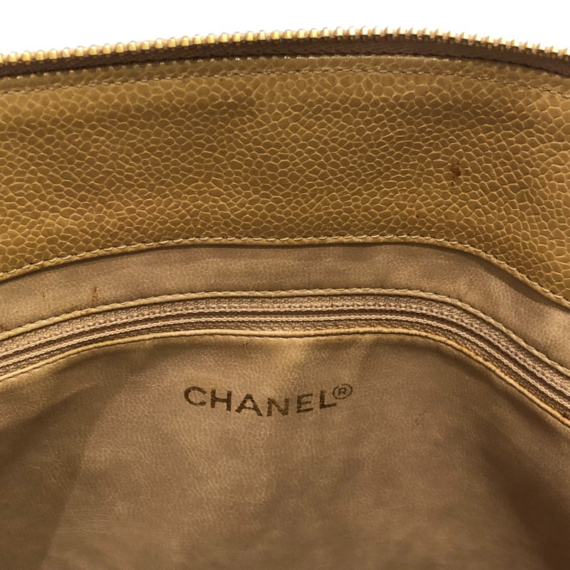 シャネル CHANEL ターンロックチェーントートバッグ ベージュ キャビアスキン レディース トートバッグ