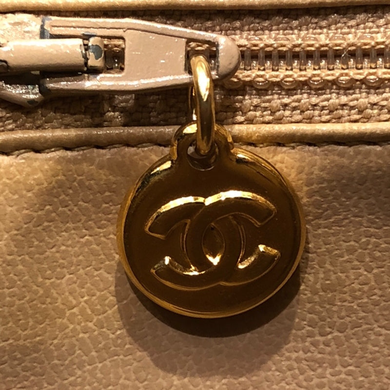 シャネル CHANEL ターンロックチェーントートバッグ ベージュ キャビアスキン レディース トートバッグ