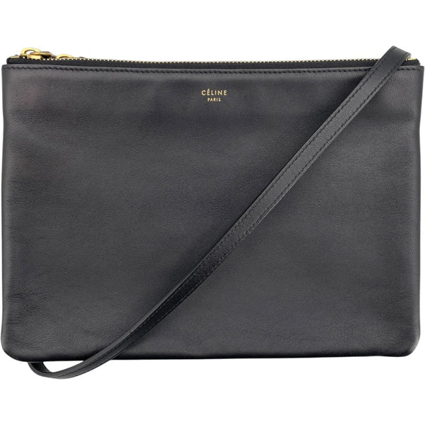 セリーヌ CELINE トリオ ラージ 171453 ブラック ラム レディース ショルダーバッグ