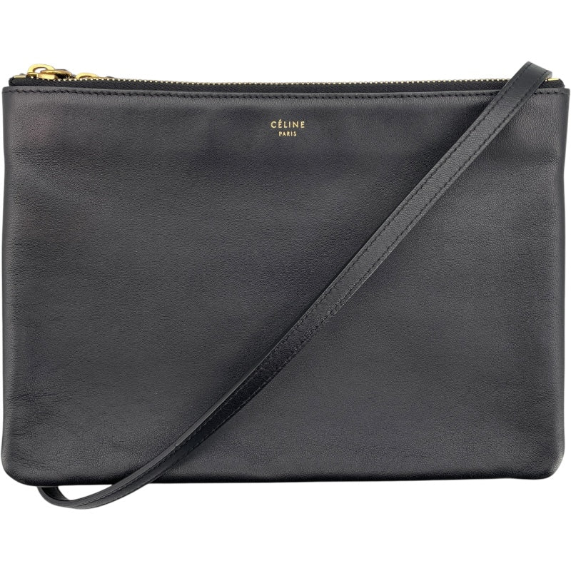 セリーヌ CELINE トリオ ラージ 171453 ブラック ラム レディース ショルダーバッグ