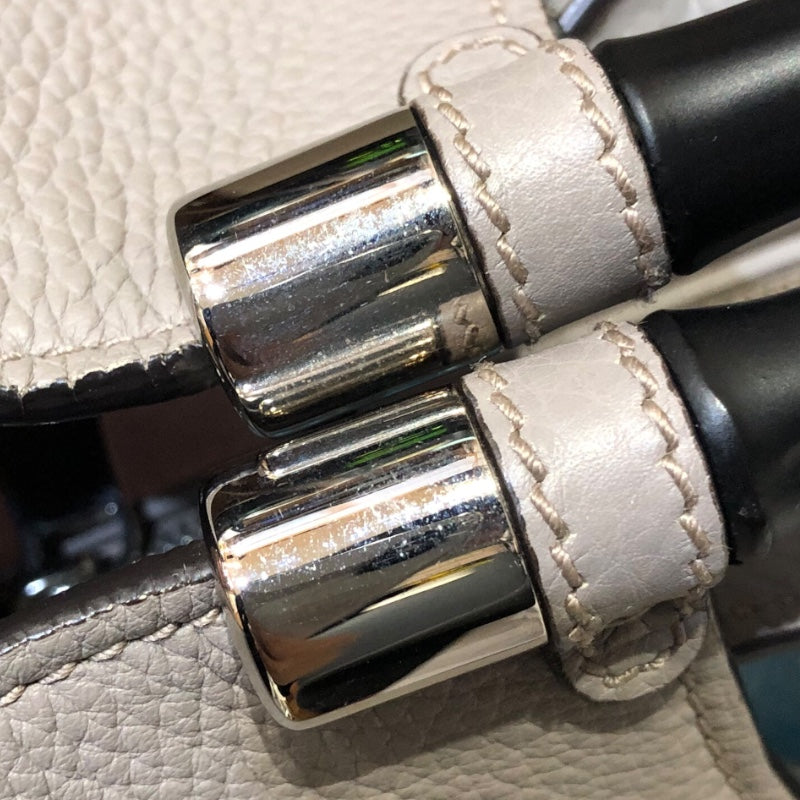 グッチ GUCCI バンブー ハンドバッグ 370829 グレー SV金具 レザー レディース ハンドバッグ