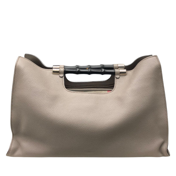 グッチ GUCCI バンブー ハンドバッグ 370829 グレー SV金具 レザー レディース ハンドバッグ