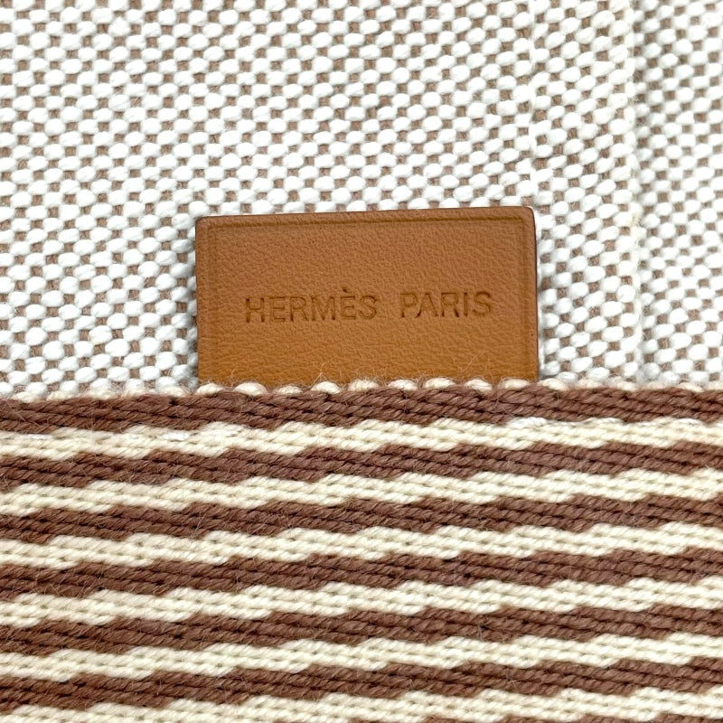 エルメス HERMES ニューフールトゥカバス アイボリー・ブラウン SV金具 トワル レディース トートバッグ