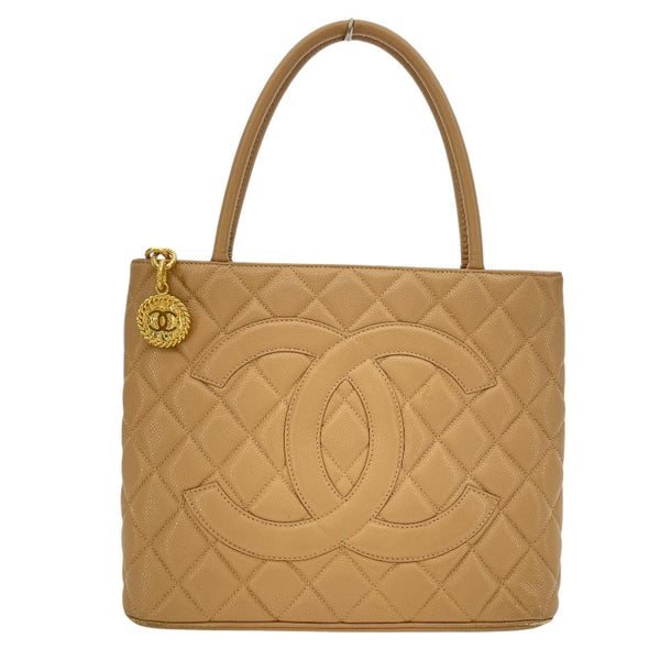 シャネル CHANEL 復刻トート A01804 7番台 ベージュ GD金具 キャビアスキン レディース トートバッグ