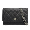 シャネル CHANEL マトラッセ チェーンウォレット A33814 21番台 ブラック SV金具 キャビアスキン レディース ウォレットチェーン