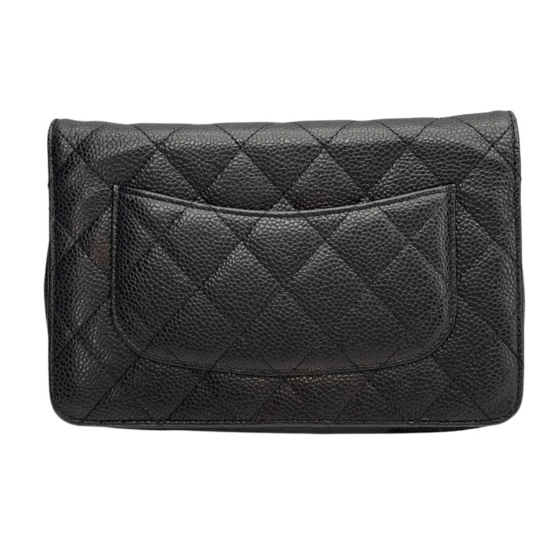 シャネル CHANEL マトラッセ チェーンウォレット A33814 21番台 ブラック SV金具 キャビアスキン レディース ウォレットチェーン