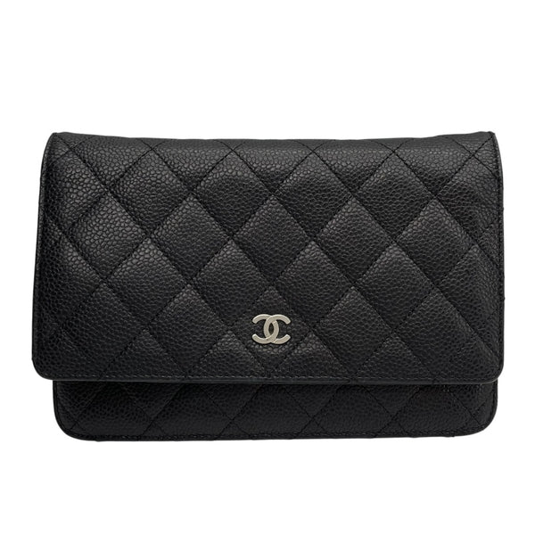 シャネル CHANEL マトラッセ チェーンウォレット A33814 21番台 ブラック SV金具 キャビアスキン レディース ウォレットチェーン