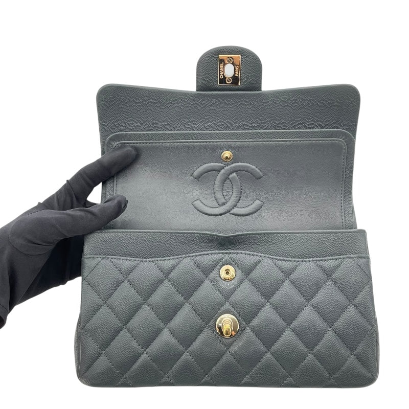 シャネル CHANEL マトラッセ23 A01113 26番台 グレー GD金具 キャビアスキン レディース ショルダーバッグ