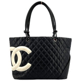 シャネル CHANEL カンボンライン トート ラージ A25169 9番台 ブラック SV金具 カーフ レディース トートバッグ