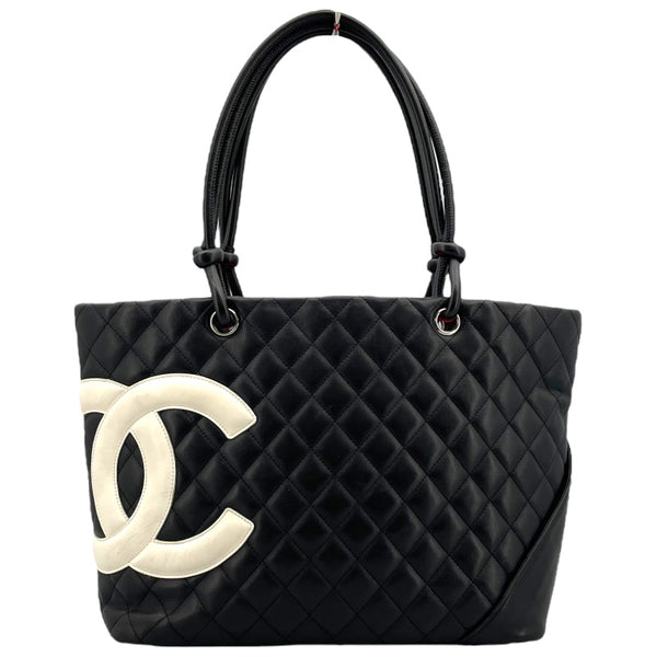 シャネル CHANEL カンボンライン トート ラージ A25169 9番台 ブラック SV金具 カーフ レディース トートバッグ
