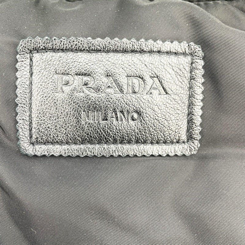 プラダ PRADA ナッパレザーボンバージャケット UPW895 グリーン ラムレザー メンズ ブルゾン
