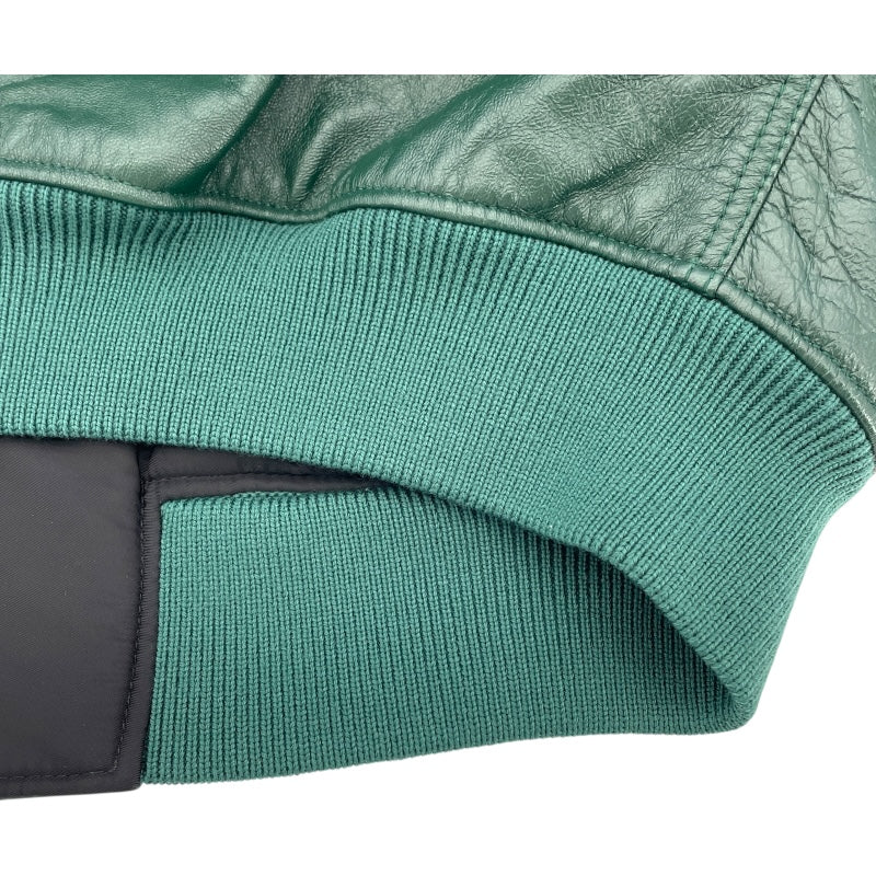 プラダ PRADA ナッパレザーボンバージャケット UPW895 グリーン ラムレザー メンズ ブルゾン