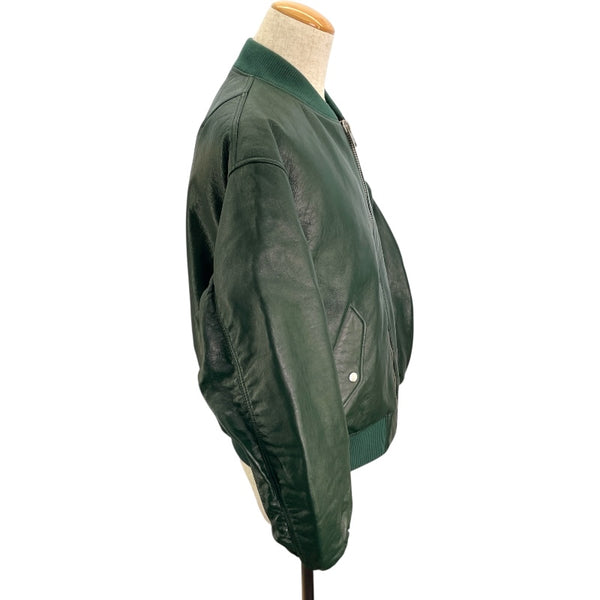 プラダ PRADA ナッパレザーボンバージャケット UPW895 グリーン ラムレザー メンズ ブルゾン
