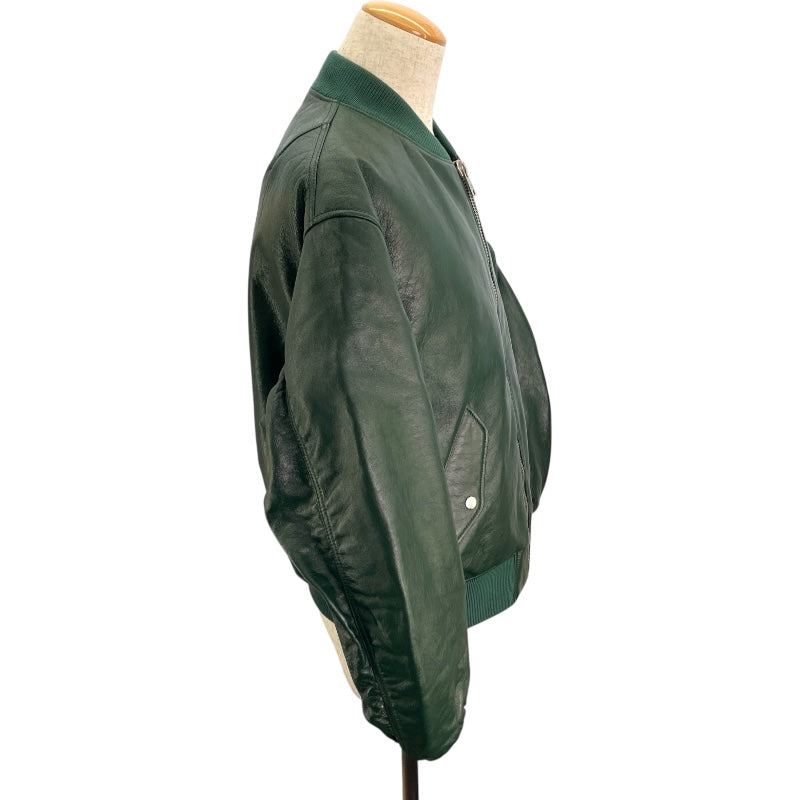 プラダ PRADA ナッパレザーボンバージャケット UPW895 グリーン ラムレザー メンズ ブルゾン