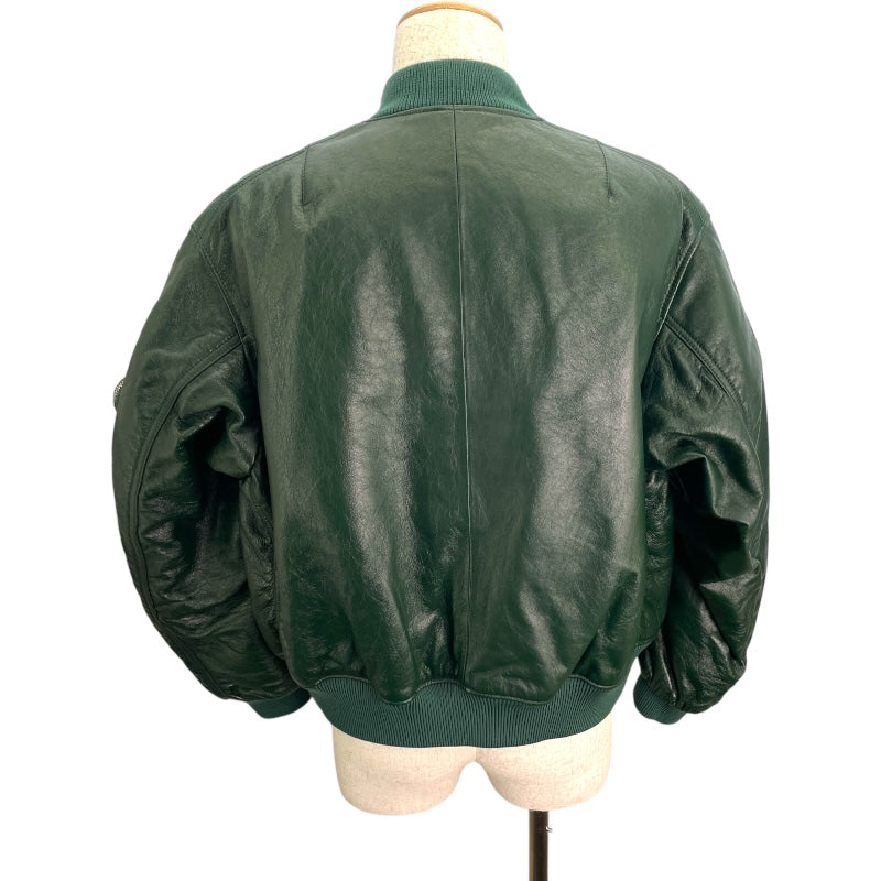 プラダ PRADA ナッパレザーボンバージャケット UPW895 グリーン ラムレザー メンズ ブルゾン