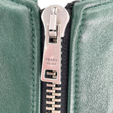 プラダ PRADA ナッパレザーボンバージャケット UPW895 グリーン ラムレザー メンズ ブルゾン