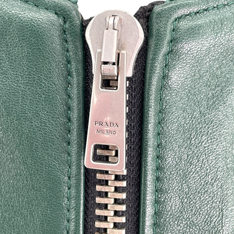 プラダ PRADA ナッパレザーボンバージャケット UPW895 グリーン ラムレザー メンズ ブルゾン