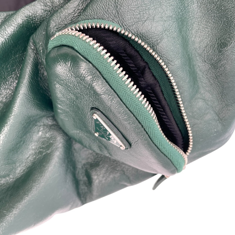 プラダ PRADA ナッパレザーボンバージャケット UPW895 グリーン ラムレザー メンズ ブルゾン