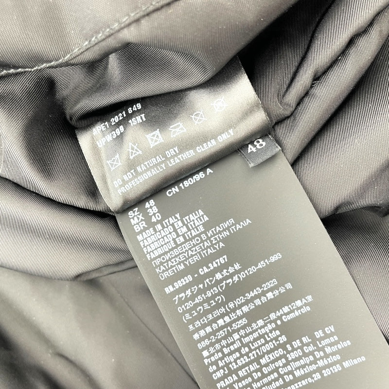 プラダ PRADA ナッパレザーボンバージャケット UPW895 グリーン ラムレザー メンズ ブルゾン