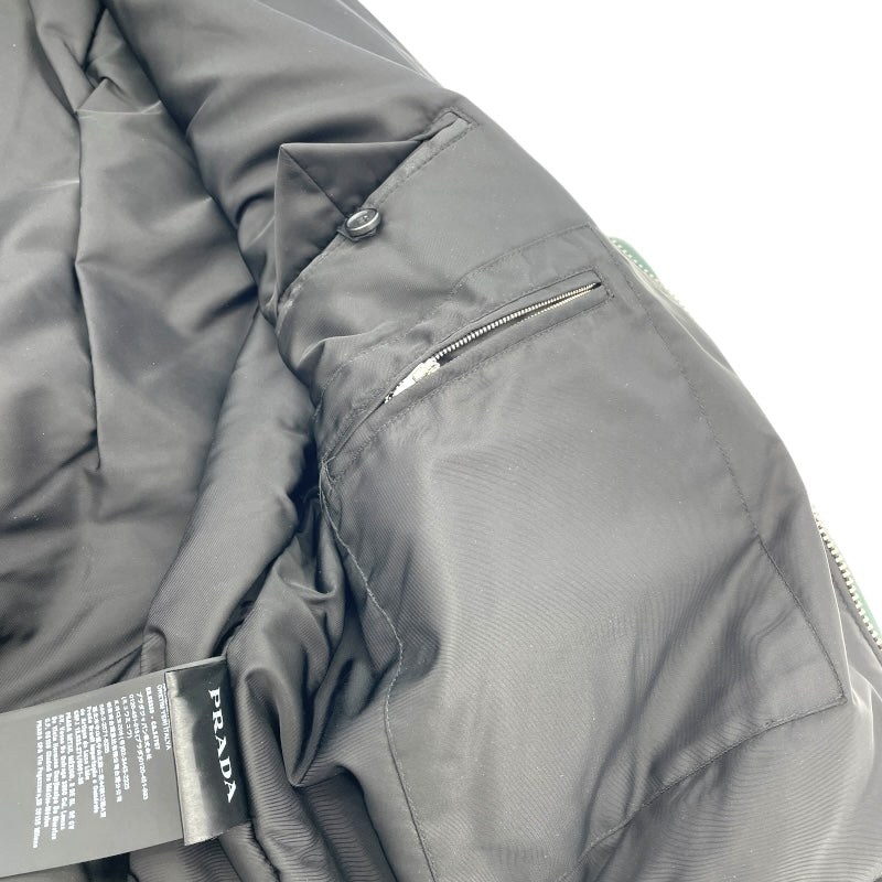 プラダ PRADA ナッパレザーボンバージャケット UPW895 グリーン ラムレザー メンズ ブルゾン