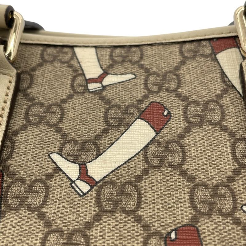 グッチ GUCCI ブーツモチーフGGスプリームハンドバッグ 257250 ベージュ PVC レディース ハンドバッグ