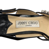 ジミーチュウ JIMMY CHOO ビジュー装飾 ストラップ パンプス ブラック エナメル/ビジュー レディース パンプス