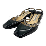 ジミーチュウ JIMMY CHOO ビジュー装飾 ストラップ パンプス ブラック エナメル/ビジュー レディース パンプス