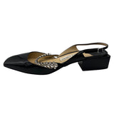 ジミーチュウ JIMMY CHOO ビジュー装飾 ストラップ パンプス ブラック エナメル/ビジュー レディース パンプス