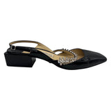 ジミーチュウ JIMMY CHOO ビジュー装飾 ストラップ パンプス ブラック エナメル/ビジュー レディース パンプス