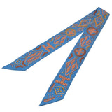 エルメス HERMES ツイリー KELLYENPERLES ブルーxオレンジ シルク レディース スカーフ