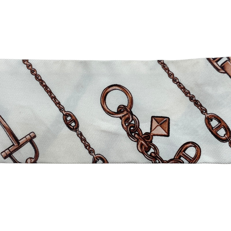 エルメス HERMES ツイリー CHAINES ET GOURMETTES ホワイト シルク レディース スカーフ