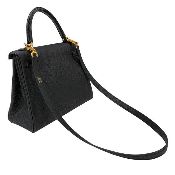 エルメス HERMES ケリータッチ25 内縫い B刻印 ブラック ゴールド金具 トゴ・リザード レディース ショルダーバッグ