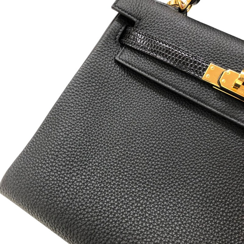 エルメス HERMES ケリータッチ25 内縫い B刻印 ブラック ゴールド金具 トゴ・リザード レディース ショルダーバッグ