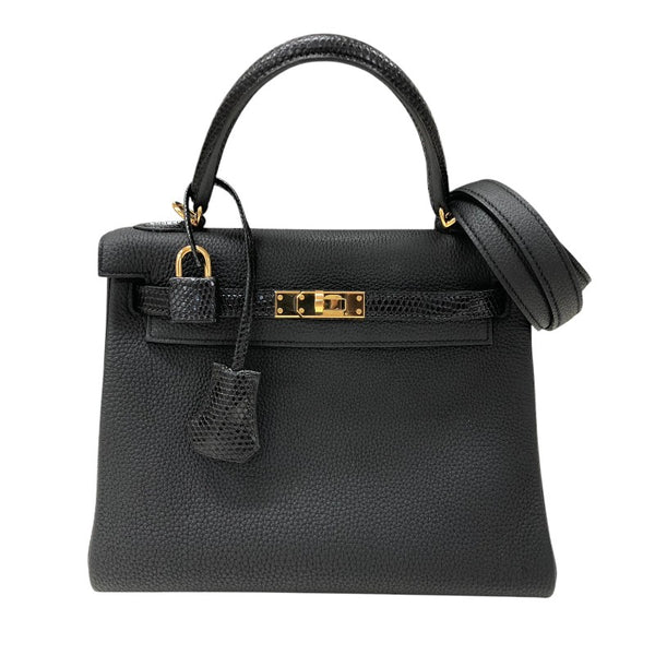 エルメス HERMES ケリータッチ25 内縫い B刻印 ブラック ゴールド金具 トゴ・リザード レディース ショルダーバッグ