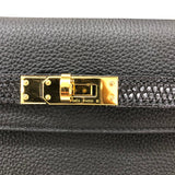 エルメス HERMES ケリータッチ25 内縫い B刻印 ブラック ゴールド金具 トゴ・リザード レディース ショルダーバッグ