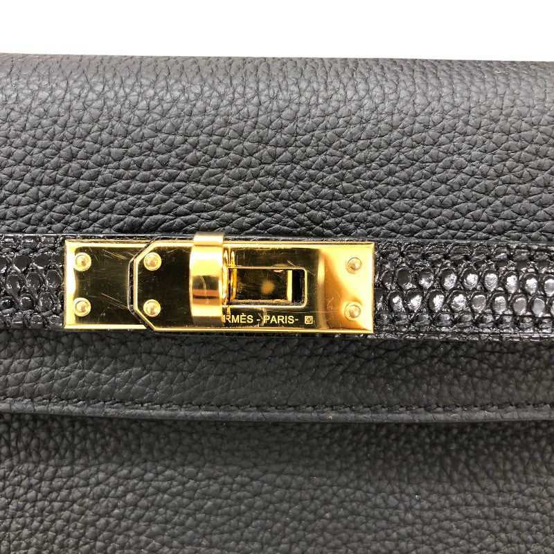 エルメス HERMES ケリータッチ25 内縫い B刻印 ブラック ゴールド金具 トゴ・リザード レディース ショルダーバッグ
